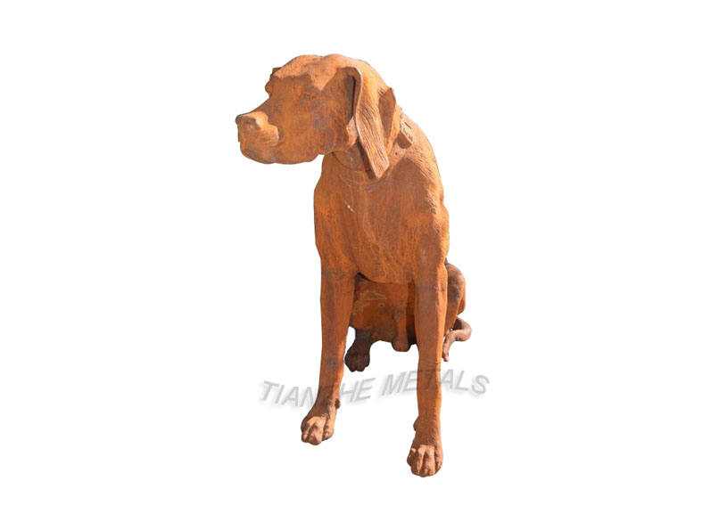 Cast Iron Sitting Dog Statue